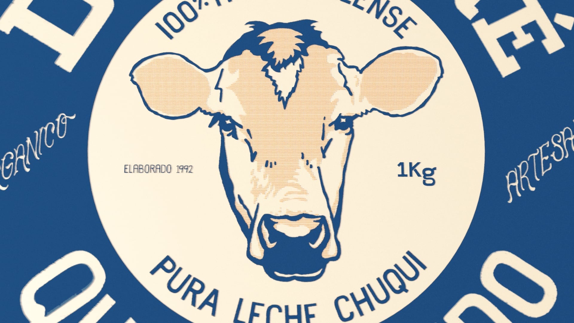 Close-up of the Don Rene label with halftone cow illustration, navy border, Hermosillo badge, date mark, and curved lettering