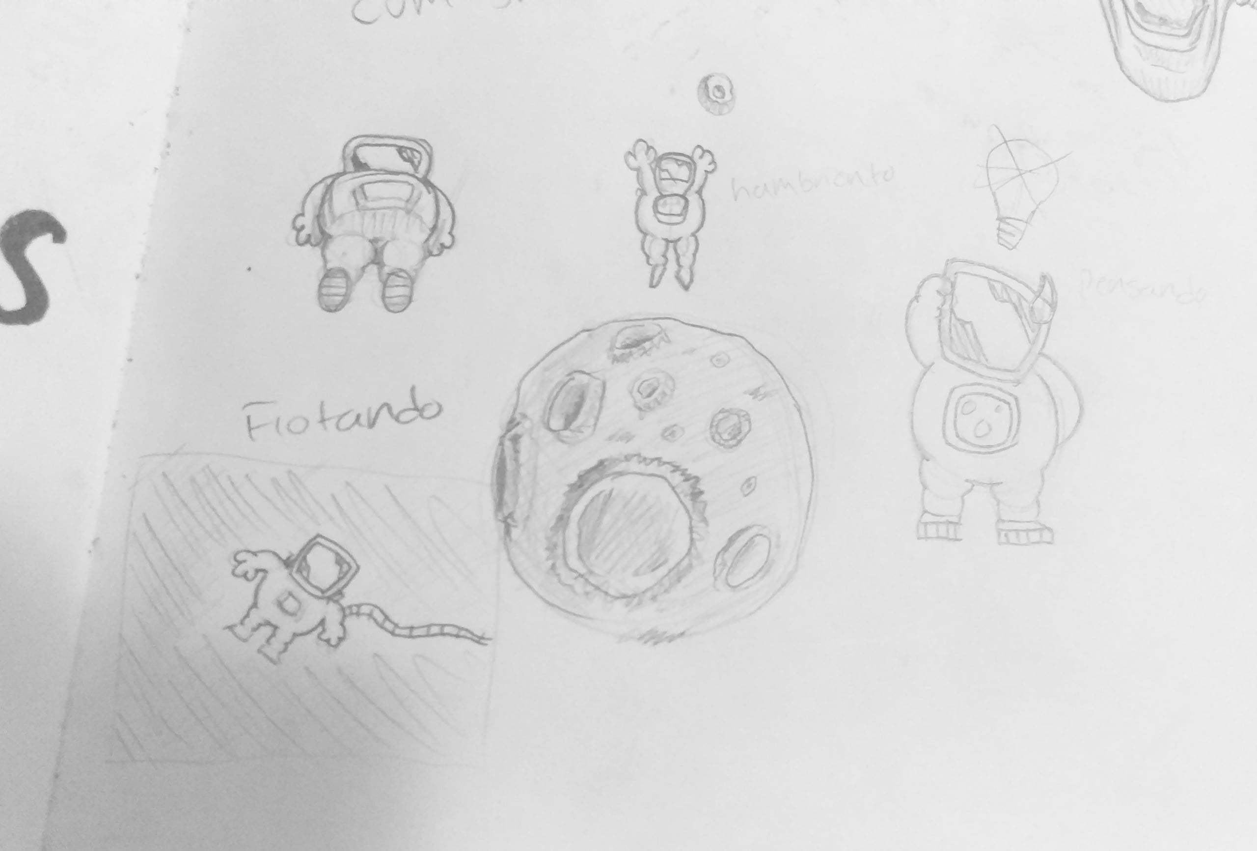 Space Donuts process sheets with logo concepts, Apollo mascot sketches, typography studies, and the final pink packaging dieline